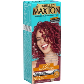Tinta de cabelo maxton ruiva mais audaciosa vermelho rubi 5.62