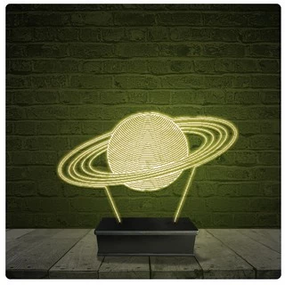 Led Luminária Acrílico Abajur - Planeta Saturno