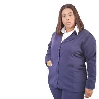 Blazer Plus Size Feminino Uniforme Social Manga Longa de Two Way - Preto