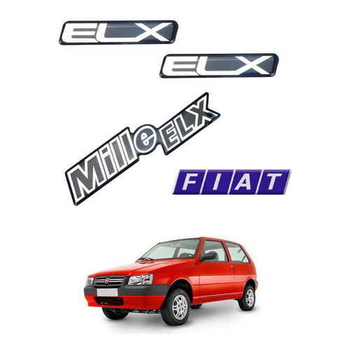 Kit Emblema Fiat Uno Mille Smart Resinado Modelo Original