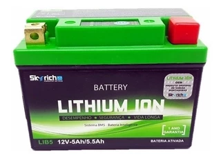 Bateria Moto Íon Lítio YBR / XTZ 125 / Crypton 100/115 12V 5Ah / 5.5Ah Skyrich