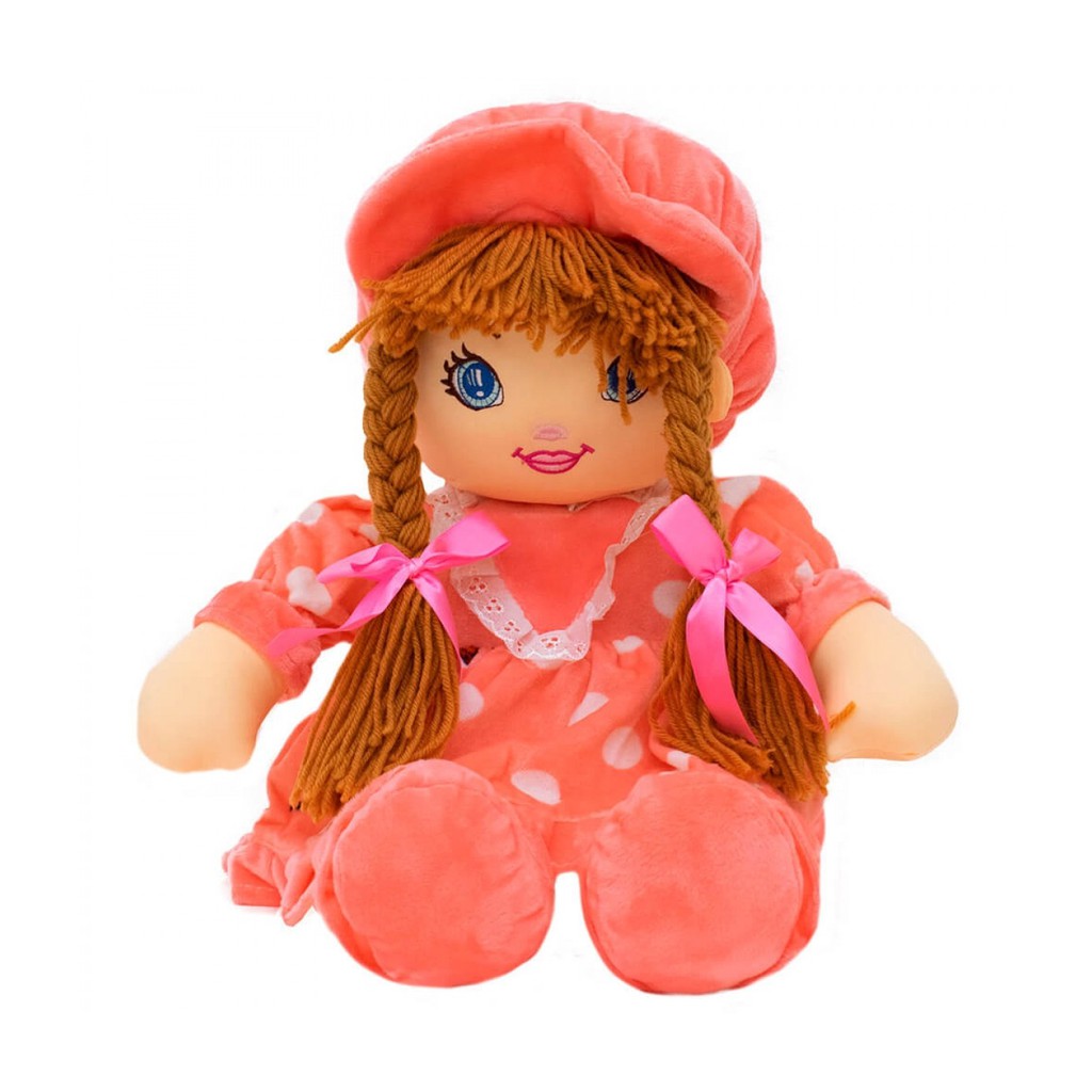 Boneca De Pano Com Chapéu Vestido Vermelho Joaninha 50cm