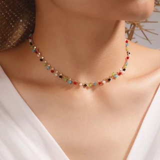 Moda Feminina Colar De Aço Inoxidável Com Contas Estrela Clavícula Cadeia De Jóias Acessórios