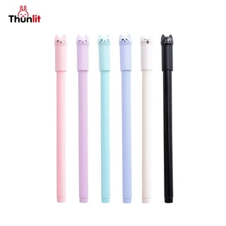 Caneta Gel Thunlit Cat 6 Peças 0.38 Mm Canetas Criativas De Para Gatos Crianças E Estudantes Desenhos Animados Fofos Ata