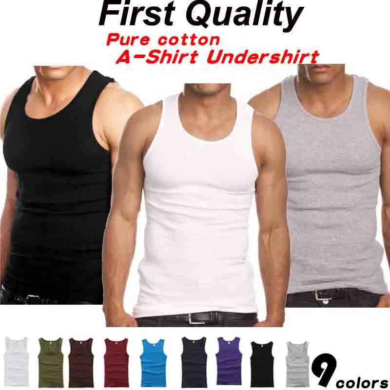 9 Colors Men Tank Top White Pure Cotton Wife Beater A-Shirt Undershirt  Ribbed Size:M-XXL - Escorrega o Preço