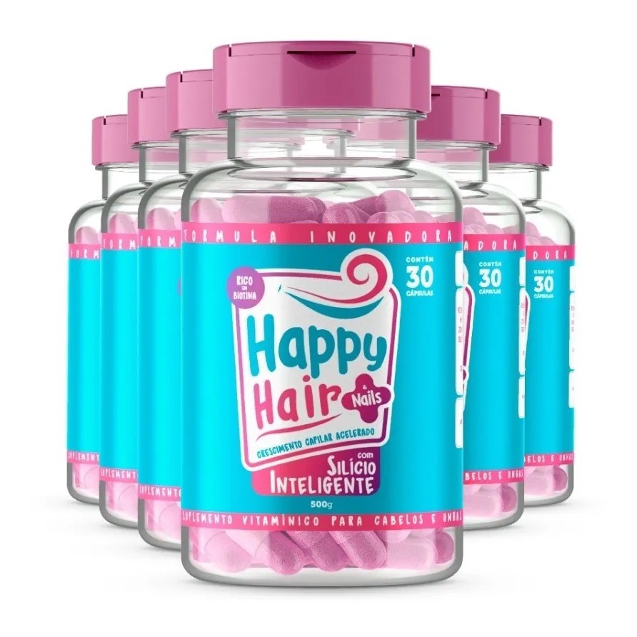 Happy Hair 6 Unidades Tratamento 180 Dias ( 6 Meses ) Direto Da Fabrica - Vitamina Virginia Fonseca