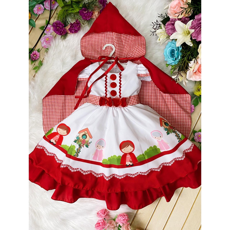 Vestido Chapeuzinho Vermelho com Capa