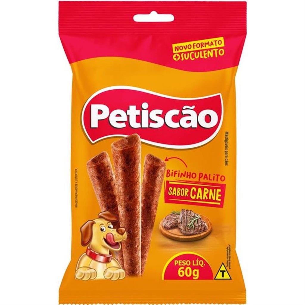 Petiscão Bifinho Mastigável "* Formato De Palito *" Sabor Carne De 60 Gramas ( Super Macio ) em Oferta na Shopee