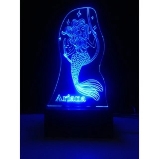 Luminária Abajur Led Sereia personalizada com seu nome