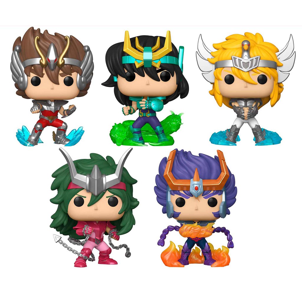 Funko Pop! Saint Seiya Cavaleiros do Zodíaco - Coleção completa Cavaleiros de Bronze c/ 5 unidades: Seiya + Shun + Ikki + Shiryu + Hyoga - CDZ - Anime