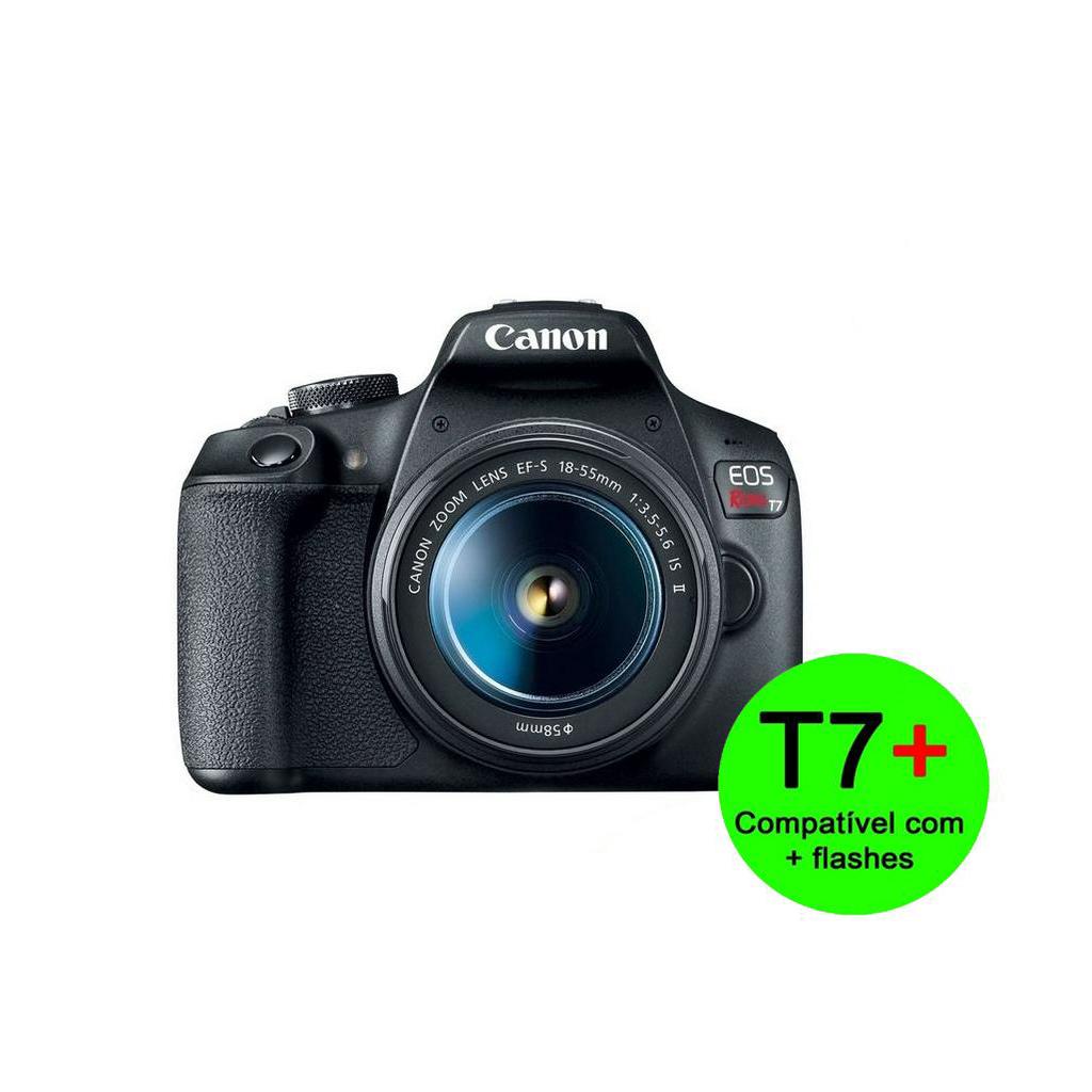 Câmera Canon Eos T7+ Plus c/ 1855mm + Flashes) Shopee Brasil