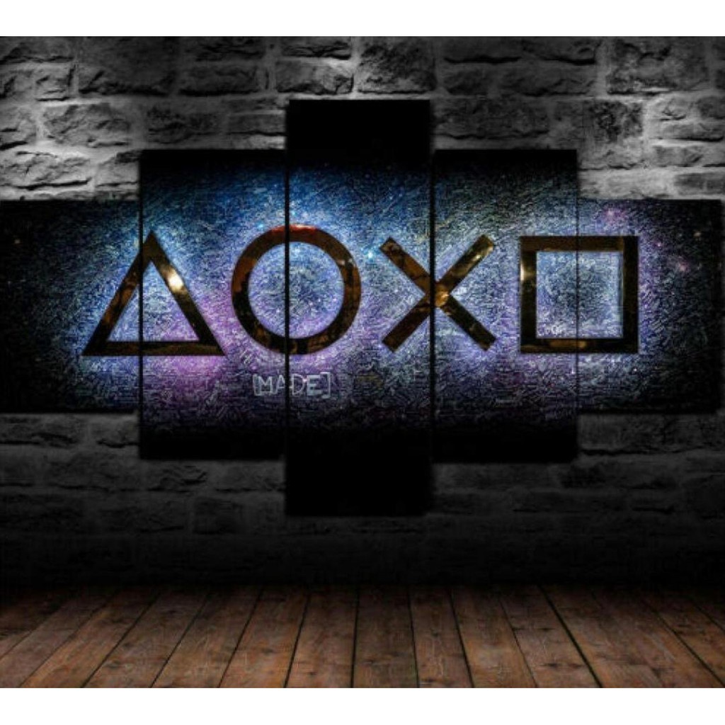 Quadro Decorativo Mosaico 5 Pecas Quarto Menino Gamer Full Hd