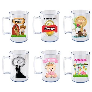 10 Unid. Copo Caneca Chopp Acrílica Personalizada Lembrancinha