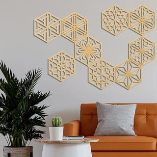 Kit 9 placas Cobogó hexagonal - colméia / elemento vazado mdf cru