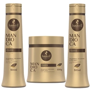 Kit Haskell Mandioca Shampoo + Condicionador 500ml + Máscara 500g