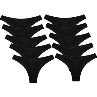 Kit com 10 Calcinhas Conforto de Algodão Modelo Tanga Preta