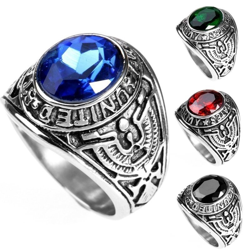 Anel Militar Modelo De Aço Inoxidável Jóias Com De Diamante Para Homens
