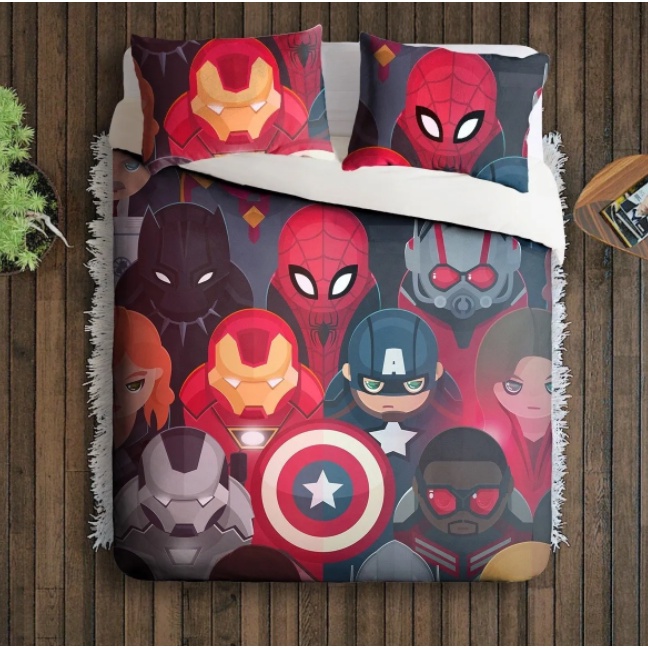 Jogo De Cama Casal Herois Capitão Homem De Ferro Aranha Os Vingadores Marvel