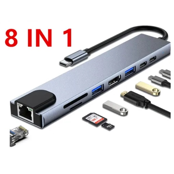 Tipo C Hub 8 Em 1 Usb C Para Adaptador Hdmi Com Ethernet | Shopee Brasil