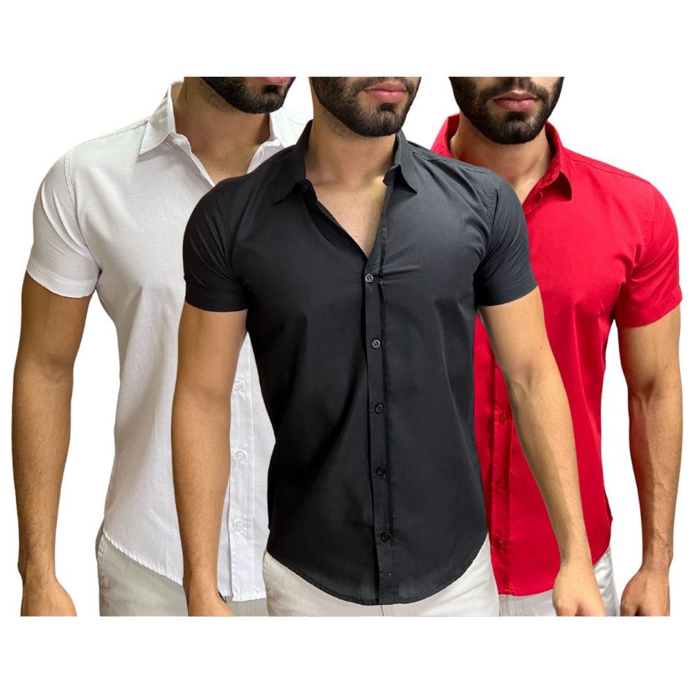 Camisa social manga curta best sale slim fit