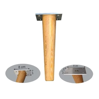 Pé Palito Reto Madeira Angelim Kit 1 Unidade 20 Cm C/base Metal