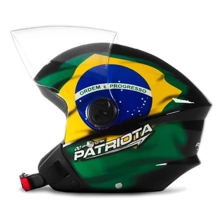 Capacete Aberto De Moto Feminino E Masculino New Liberty Three Preto Patriota Brasil Pro Tork