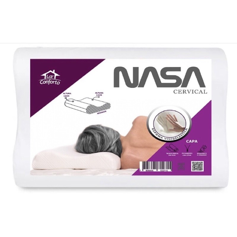 Travesseiro Nasa Cervical Ortopédico C/ Capa Zíper 200 Fios - Lar ...