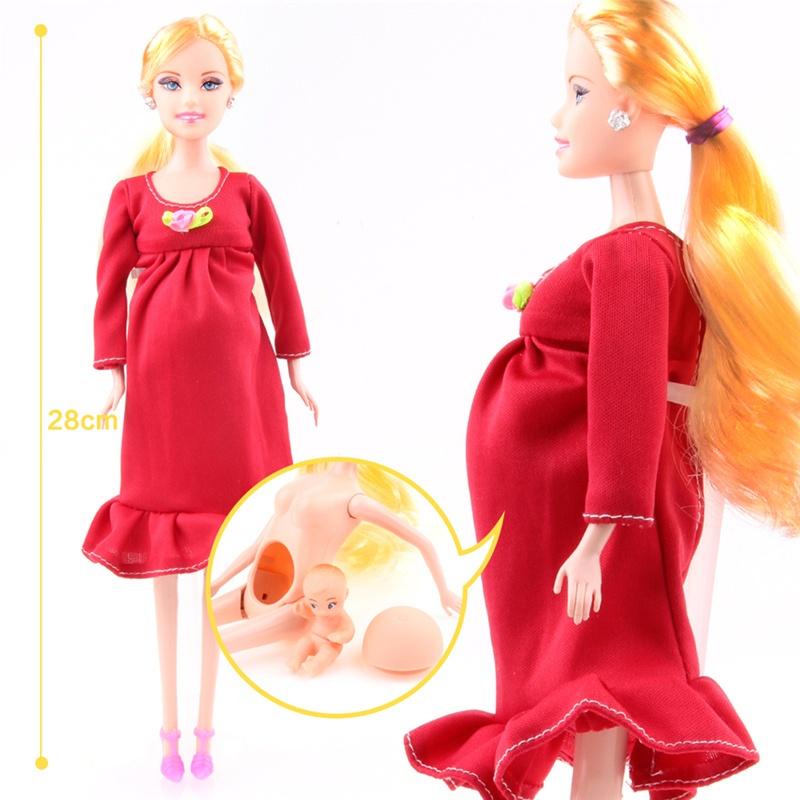 Boneca Barbie gravida vestido vermelho