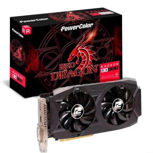 PLACA DE VIDEO POWERCOLOR RADEON RX 580 8GB GDDR5 RED DRAGON 256-BIT, AXRX 580 8GBD5-D/HDv2/OC