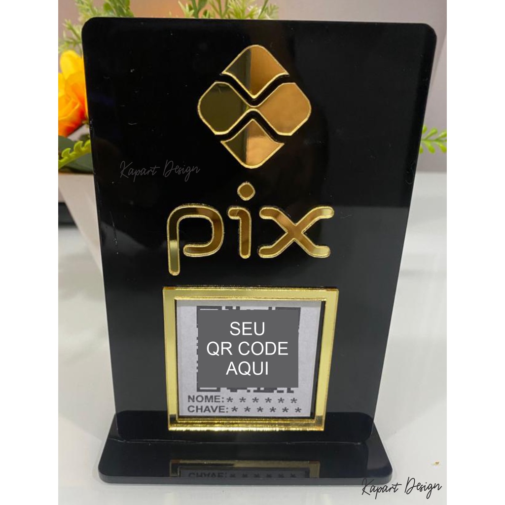 Placa com qr code do pix para balcão de lojas, salão de beleza ...