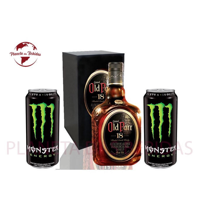 Combo Whisky Old Parr 18 anos 750 ml + 2 Energético Monster Energy lata ...