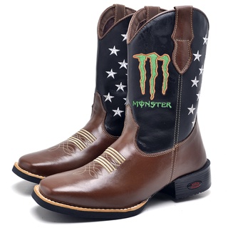 Bota Country Masculina Texana Couro bordada Envio Rapido Monster