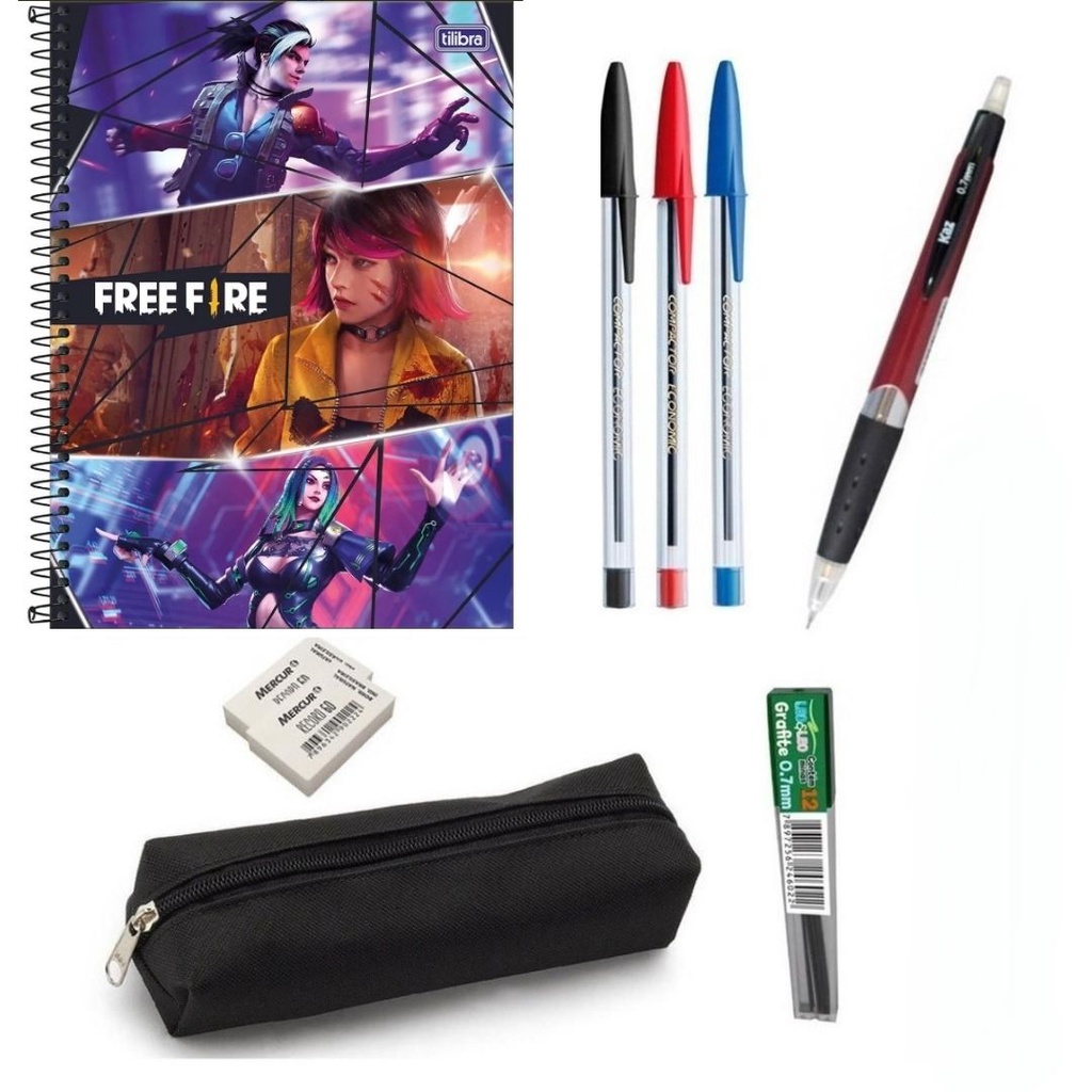 CADERNO UNIV CAPA DURA 10X1 160FLS - FREE FIRE - UN - TILIBRA