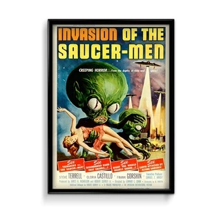 Quadro Decorativo Ficção Científica Aliens Terror Extraterrestre com Moldura Tamanho 60x40cm