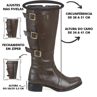Bota Feminina Montaria Cano Longo Silva&silva Com Regulagens Nas FivelasTop