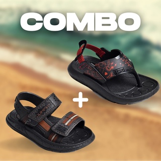 Combo de Sandálias Chinelos Calçados Kids Estampados Infantis Macios, Leves e Confortáveis (C-30)