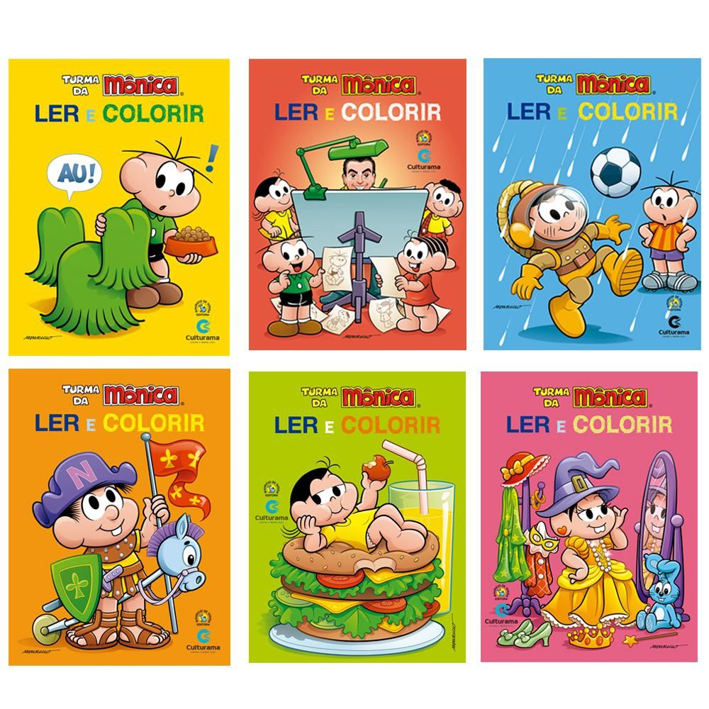 Coleção Livros Infantis Colorir Turma Da Mônica Grande C/6un