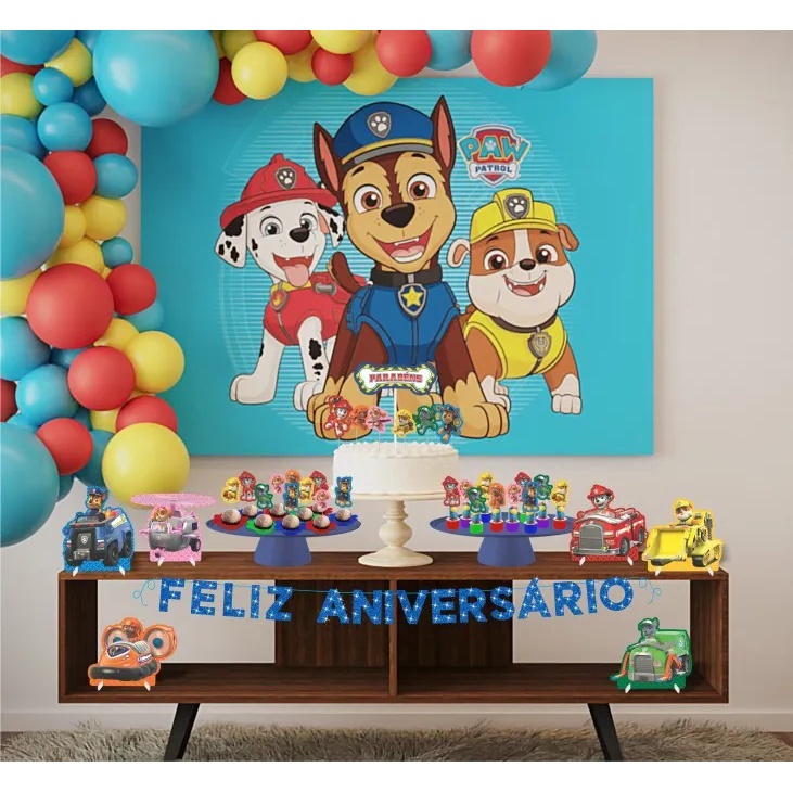 Decoração Enfeite de Mesa Patrulha Canina c/6 - Regina Festas – Festa  Prática