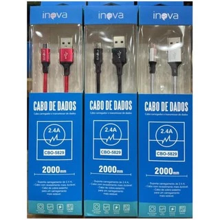 Cabo carregador inova original com alta velocidade v8 iphone tipo C 2 metros carga rápida