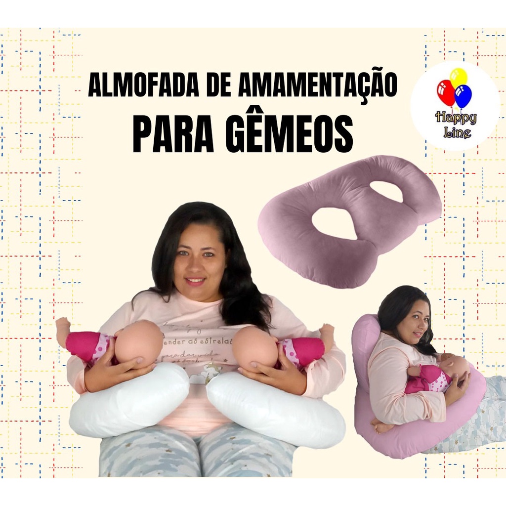 Almofada Amamentação p/ Bebe Gêmeos Extra Grande Cheia | Shopee Brasil