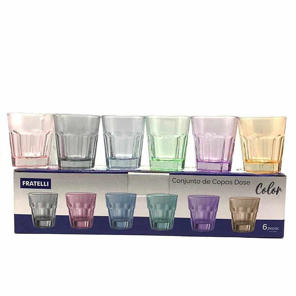 Kit Com 6 Copos Para Dose Colorido Copinhos De Vidro 40ml | Shopee Brasil