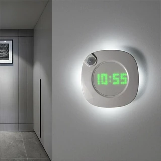 Relógio De Parede Led Digital Com Sensor De Movimento Pir / Lâmpada De Relógio / Casa