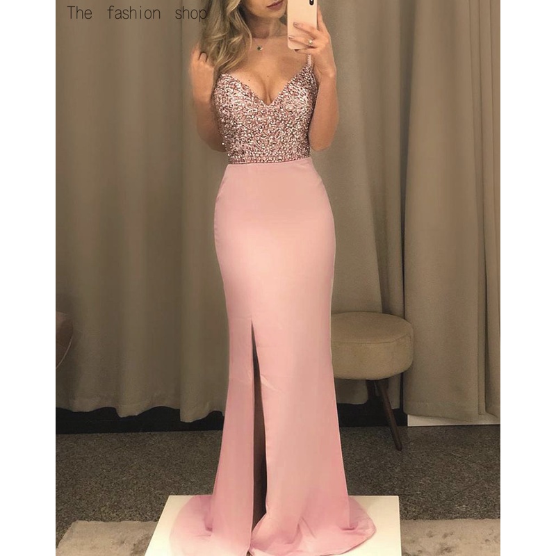 Vestido de festa longo best sale rose gold