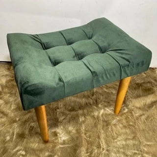 Puff Banqueta Retangular Decorativo C/ Pés Palito - Verde Veludo