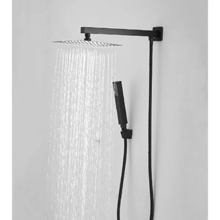 Chuveiro Preto Fosco 20x20 Ducha Inox Quadrada Com Desviador E Ducha Manual