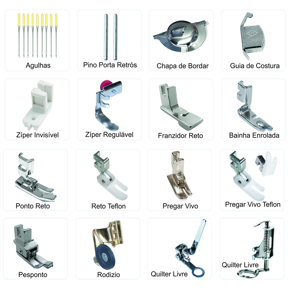 Kit Calcador Pezinho Acessorios Costura Reta Pretinha Antiga