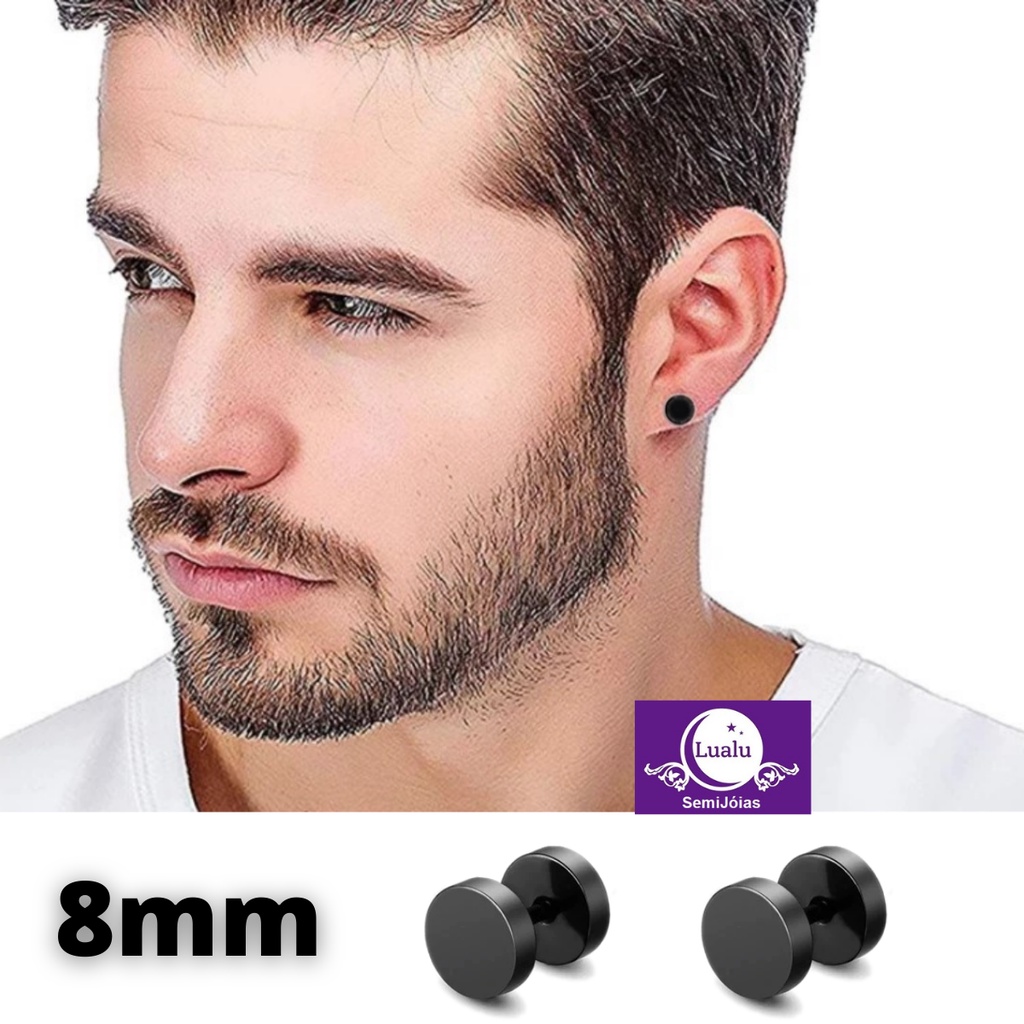 Par De Brinco Alargador Falso Orelha Furada 8 Mm acessorio masculino feminino