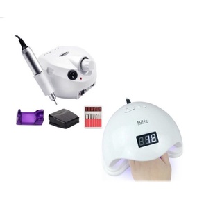 Kit Cabine Sun 5 Led Uv 48w unha + Motor Porquinho Lixadeira de Unhas Elétrica Profissional Nail Drill Lucky Bazar