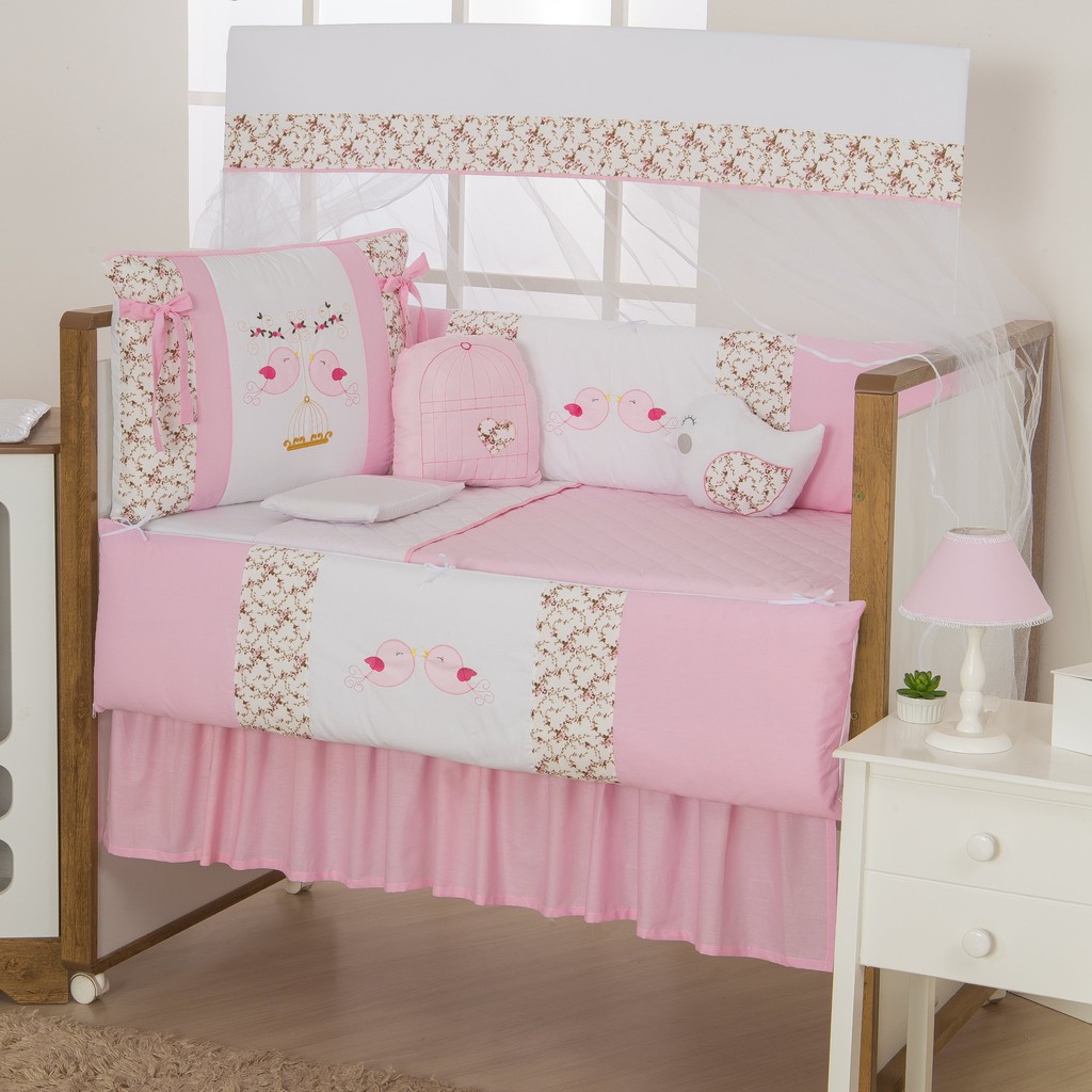Enxoval Completo Para Berço Com 11 Peças Rosa Menina Shopee Brasil