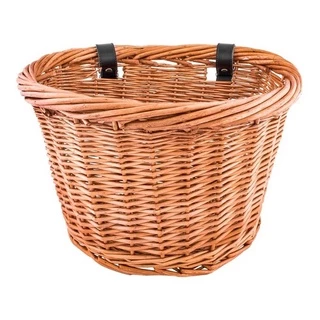 Cesta de Vime P/ Bicicleta Retrô/Vintage - C/ Alça de Couro